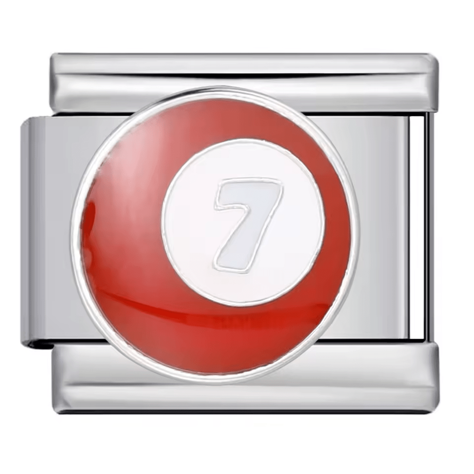 7 ball billiards Italian charm 9mm red enamel
