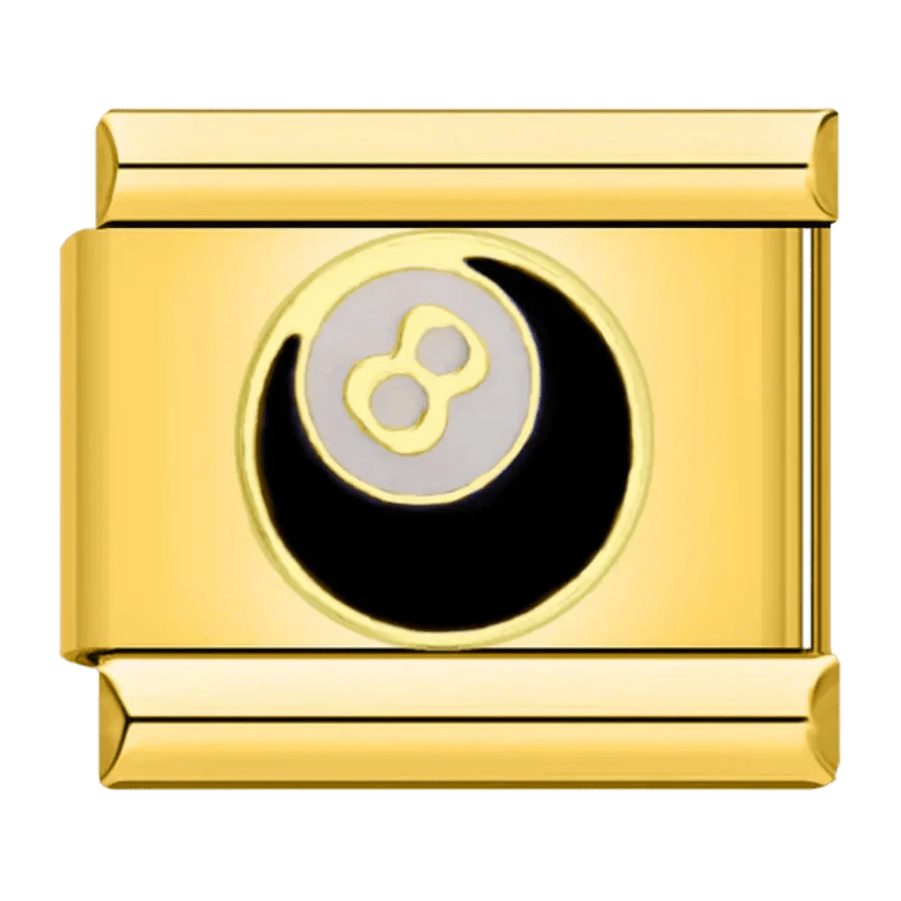 8 ball Italian charm close up on bracelet