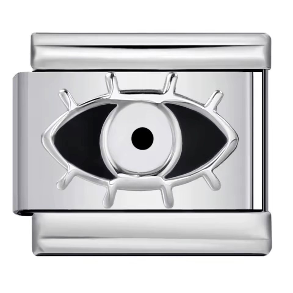 Black evil eye Italian charm 9mm with enamel eye design