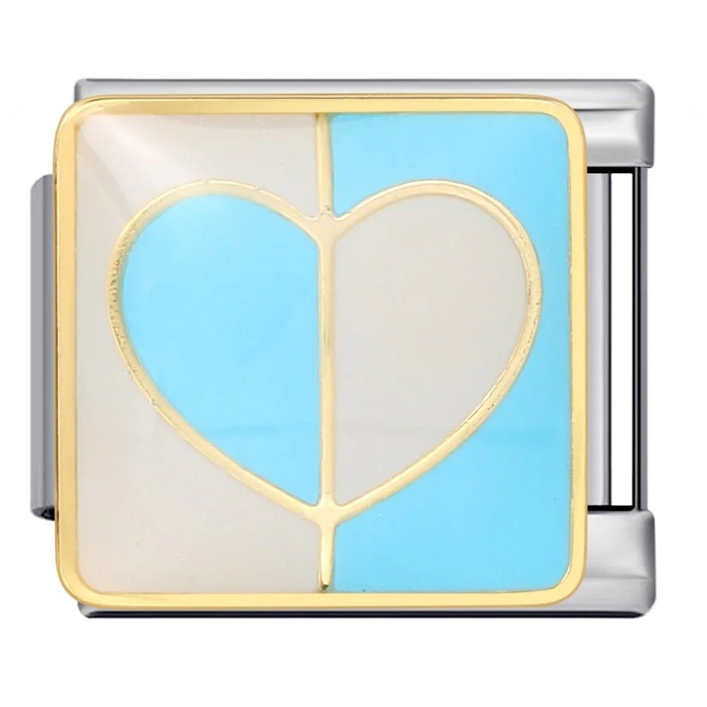 Blue heart Italian charm 9mm love heart bracelet link