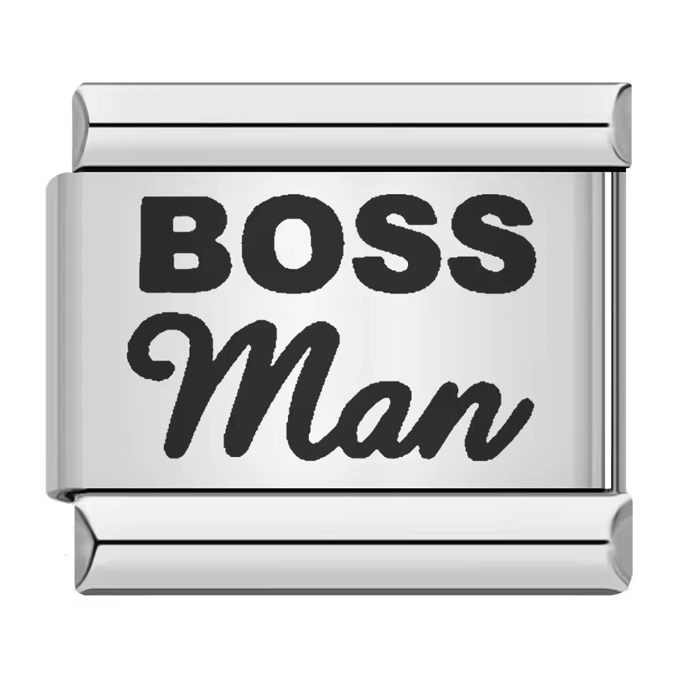 Boss Man text Italian charm 9mm statement Italian charm link