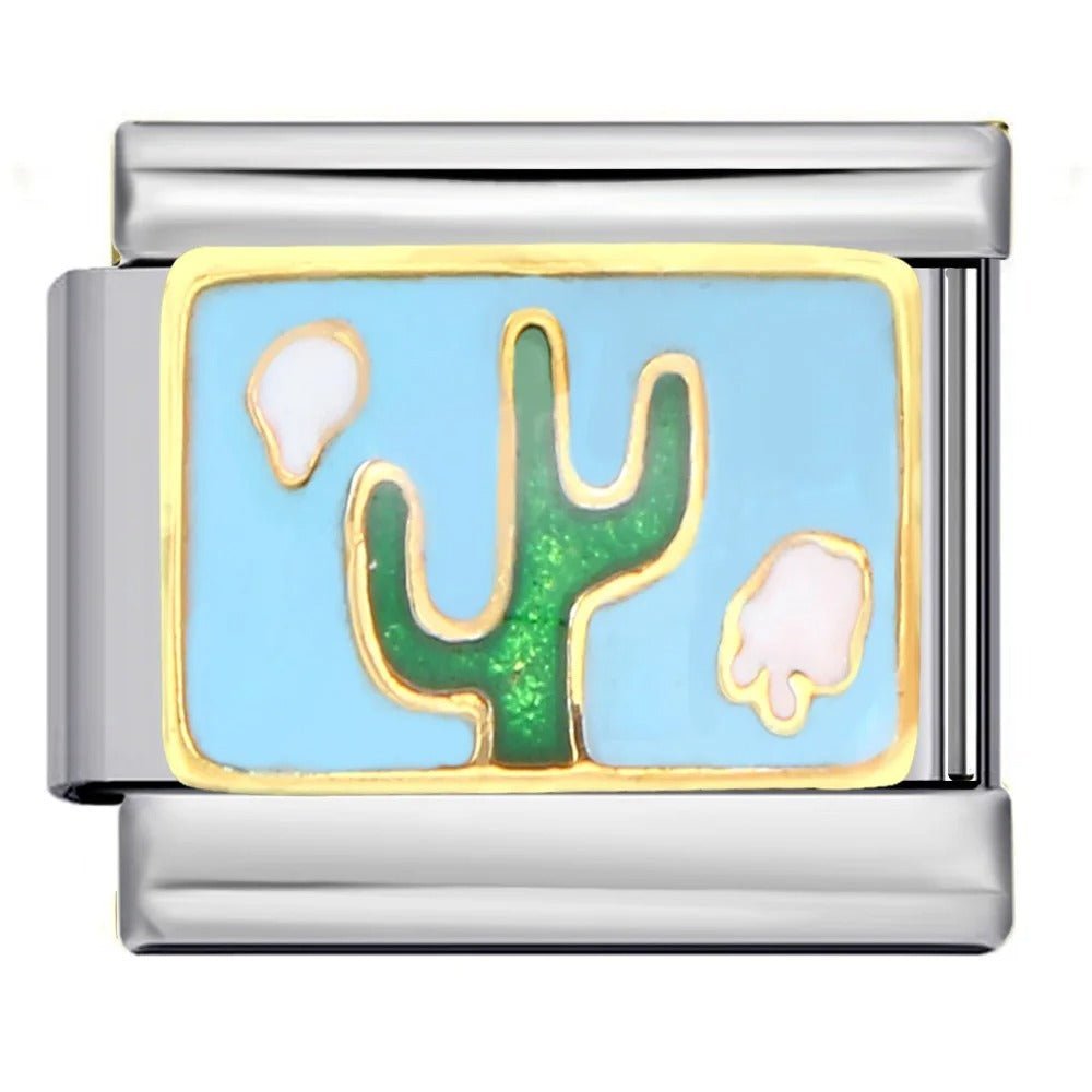 Cactus Italian charm 9mm desert cactus blue background design