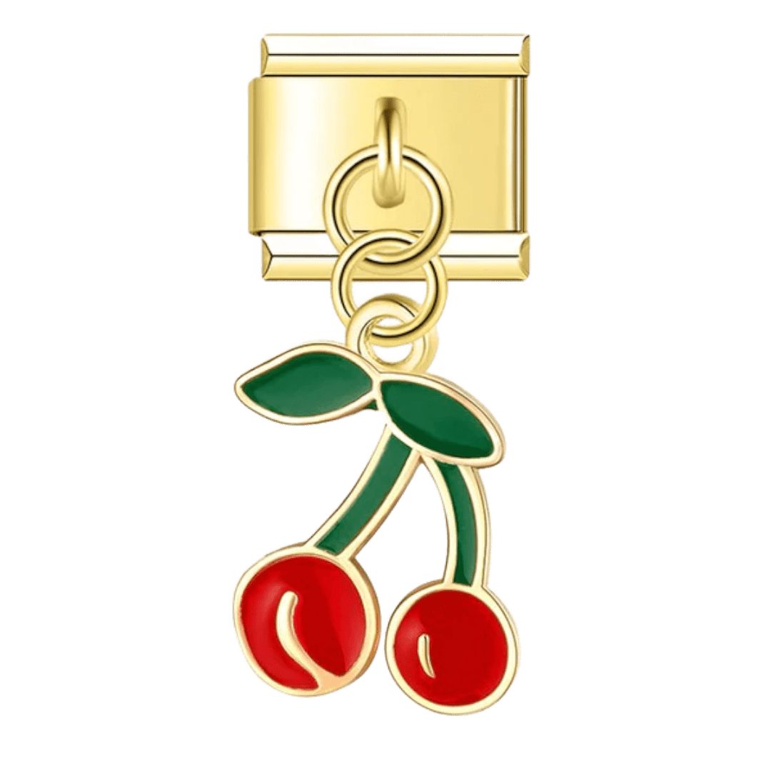 Cherries Dangle 9mm Italian charm compatible with all Italian charm bracelets