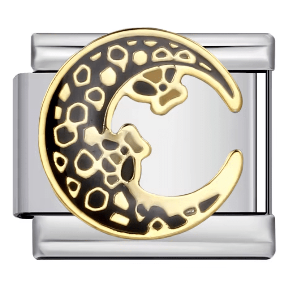 Crescent moon Italian charm 9mm gold celestial design