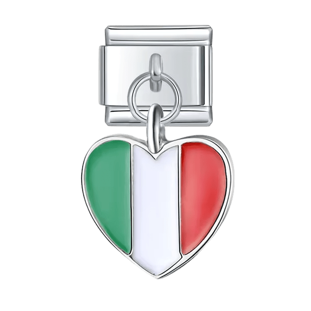 Dangling Italy flag heart Italian charm 9mm bracelet link