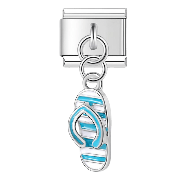 Dangling flip flop sandal Italian charm 9mm bracelet link