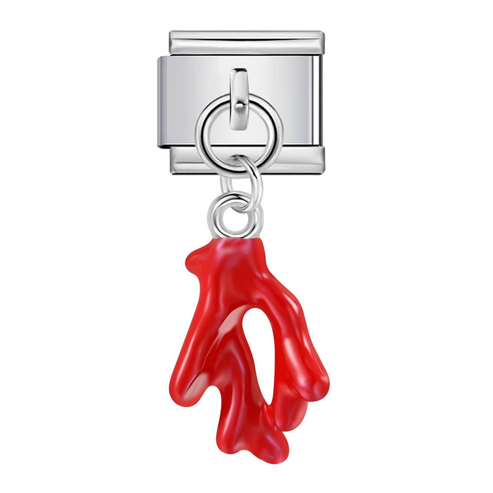 Dangling red wish bone Italian charm 9mm