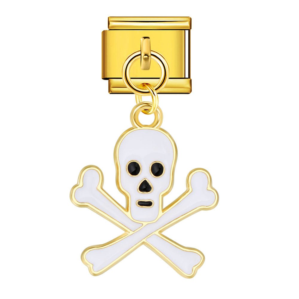 Dangling skull and bones Italian charm 9mm