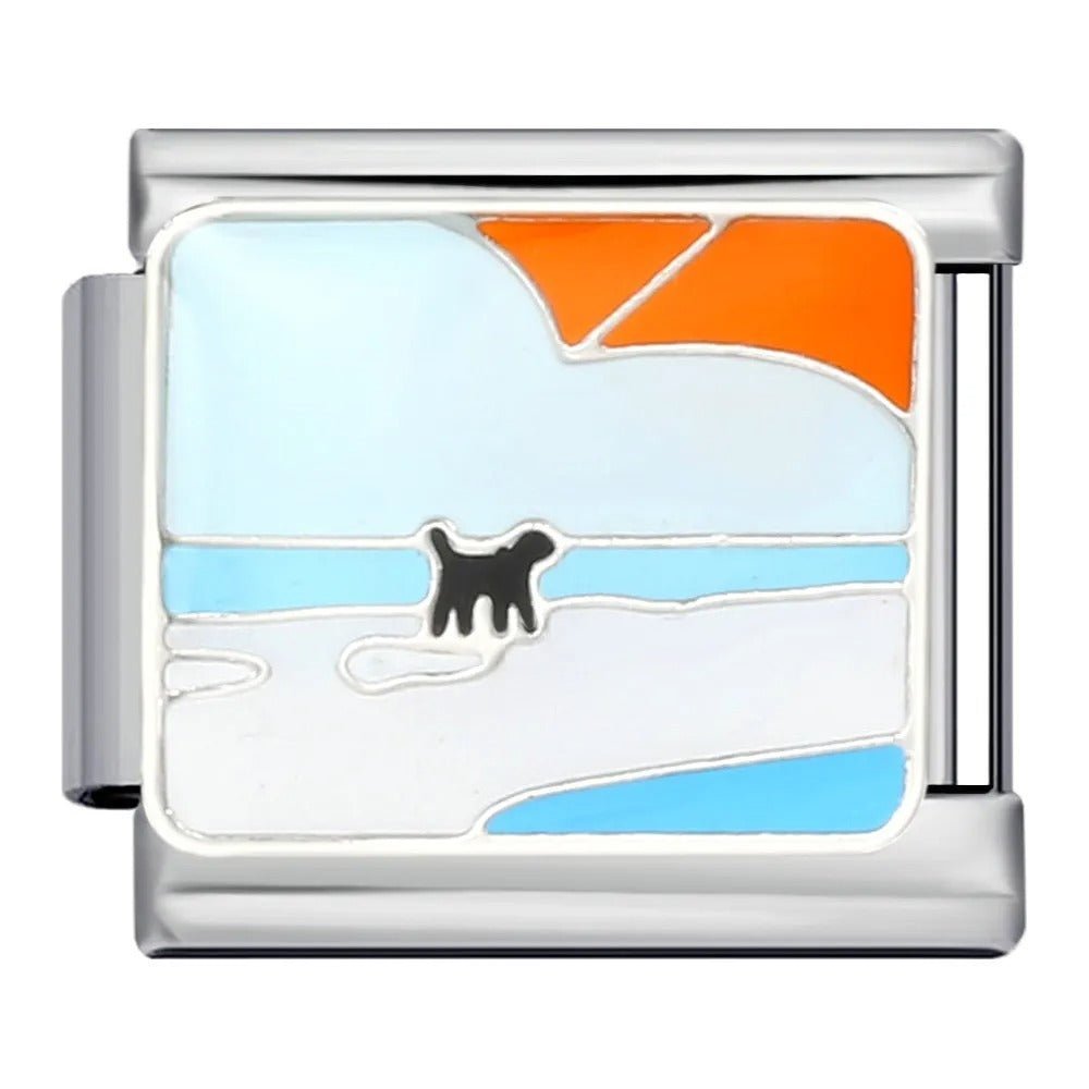 Dog on beach Italian charm 9mm seaside pet design