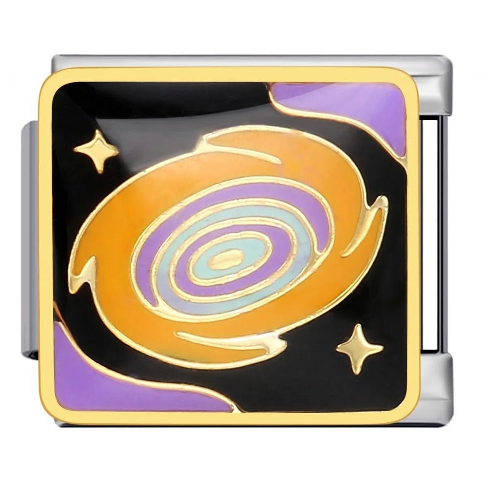 Galaxy Italian charm 9mm with swirling space-themed enamel design