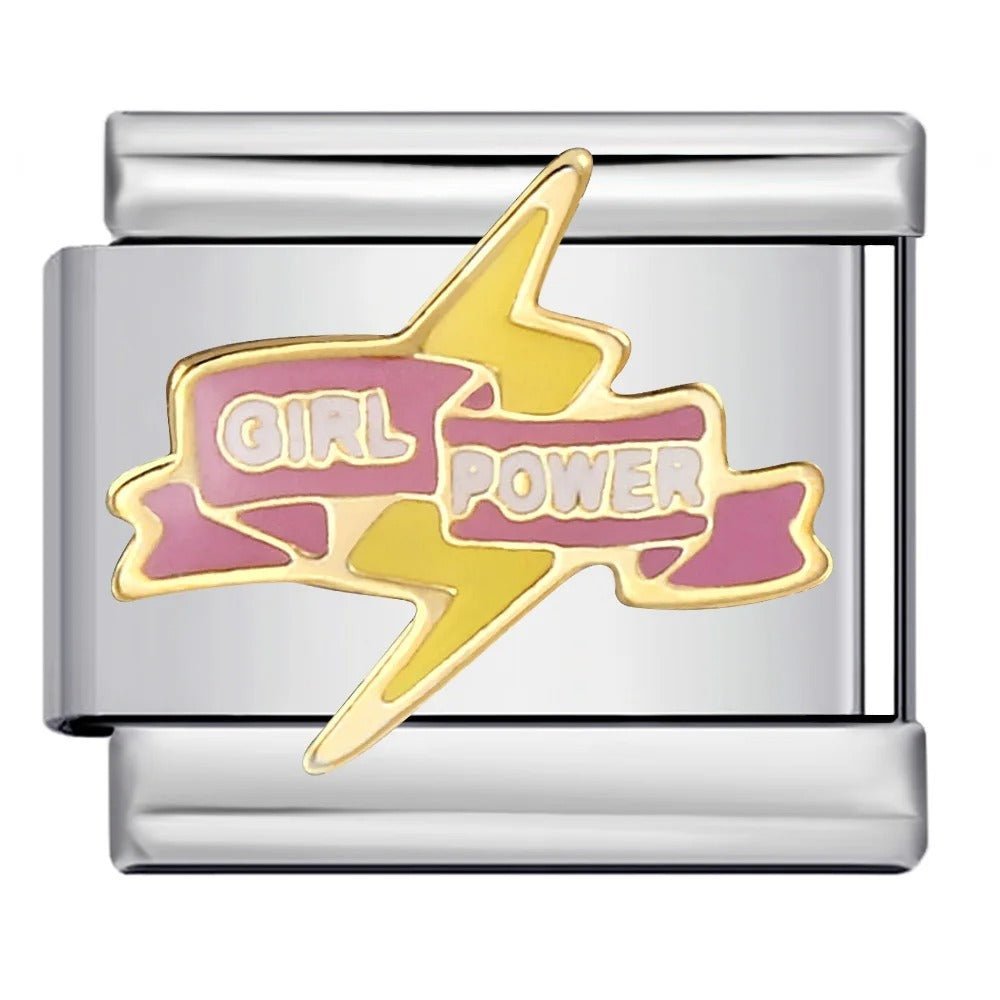 Girl power Italian charm 9mm lightning bolt empowerment design