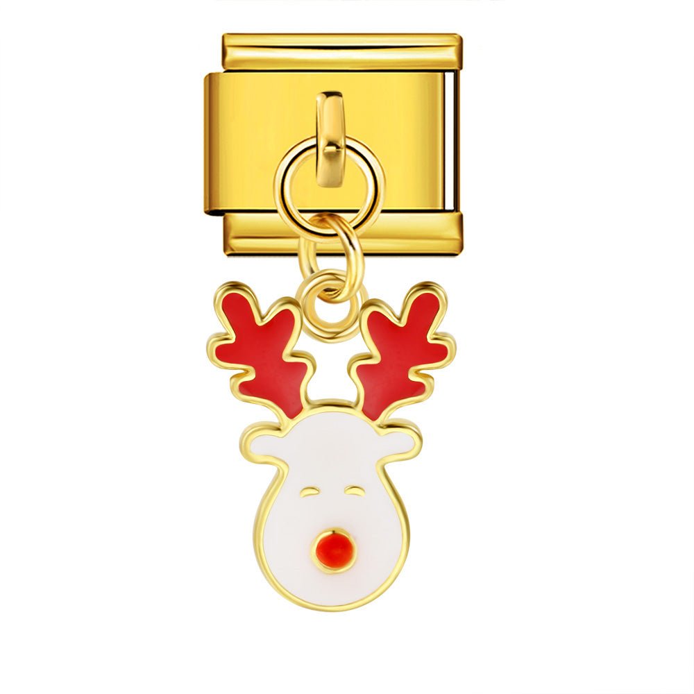 Gold Dangling reindeer Italian charm 9mm Gold