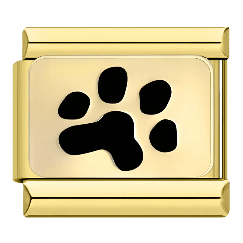 Gold paw print Italian charm – 9mm modular bracelet link by Charmette