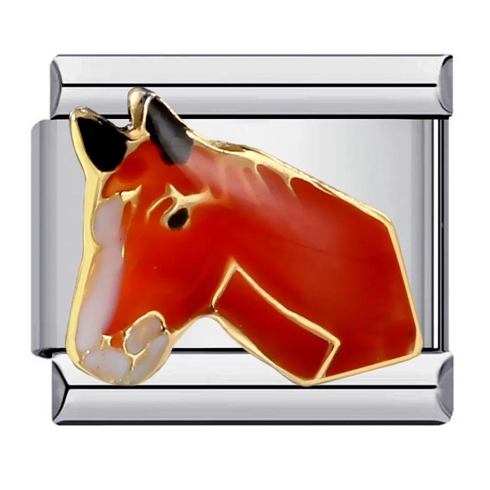 Horse Italian charm 9mm enamel animal design