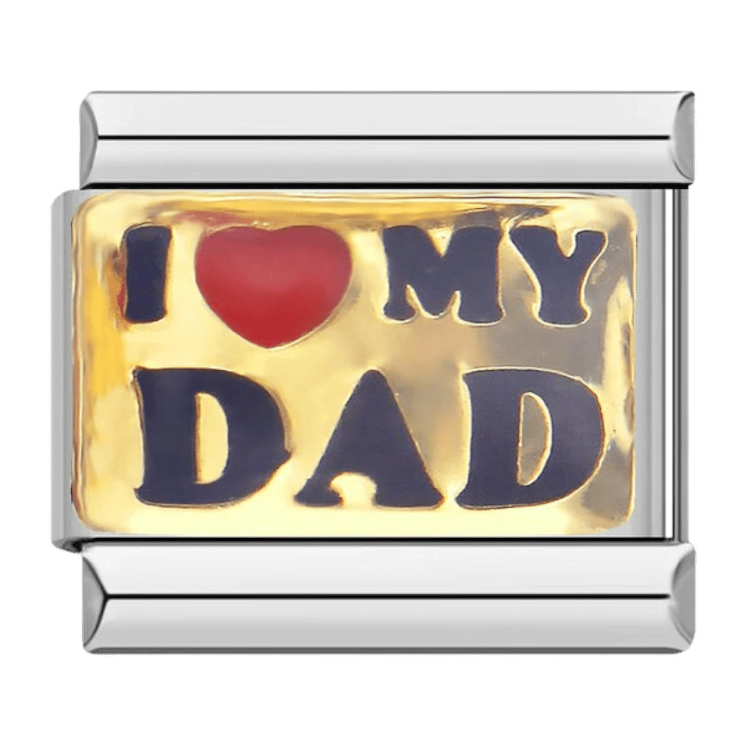 I Love My Dad red heart gold-tone 9mm Italian charm
