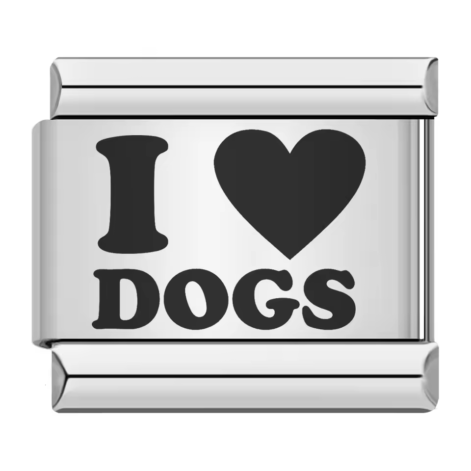 I love dogs Italian charm 9mm heart dog charm