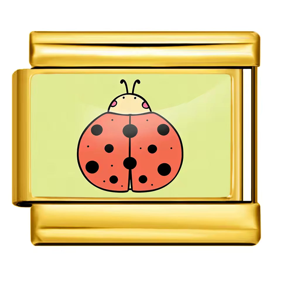 Ladybug Italian charm 9mm Gold
