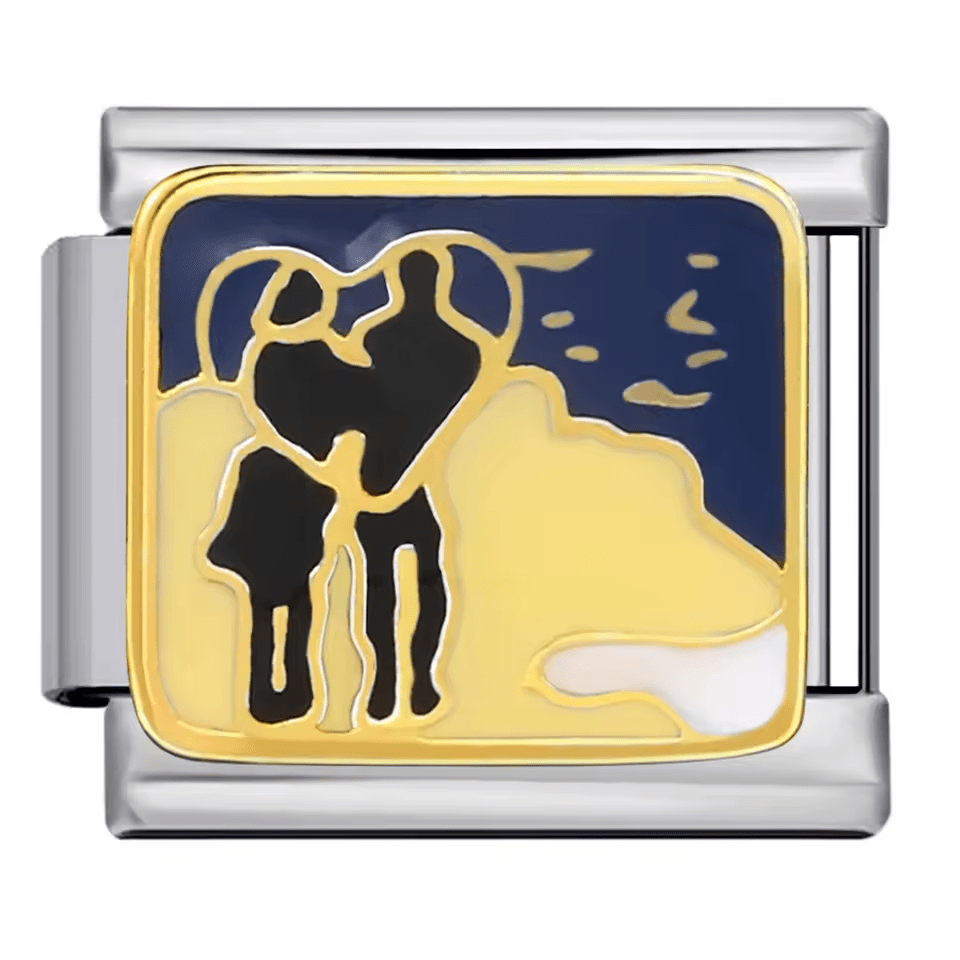 Lovers scene Italian charm 9mm with couple silhouette design