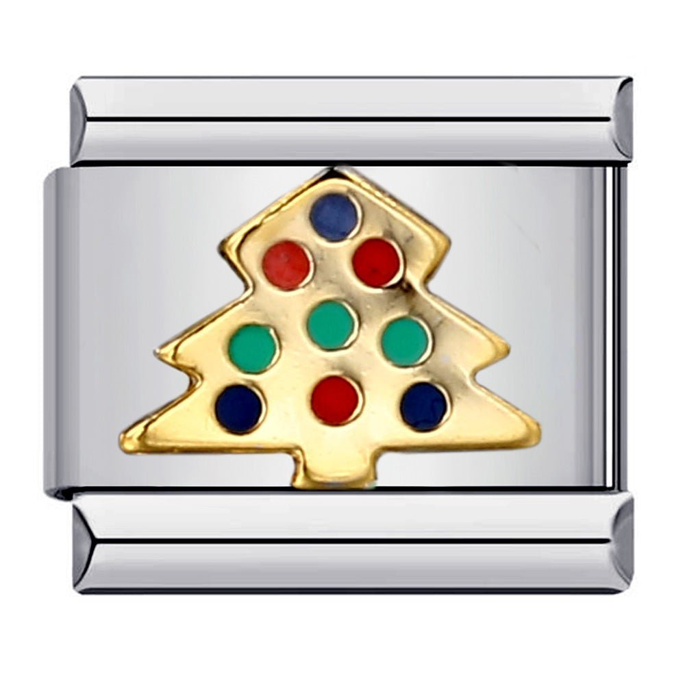 Multicolor Christmas tree Italian charm 9mm