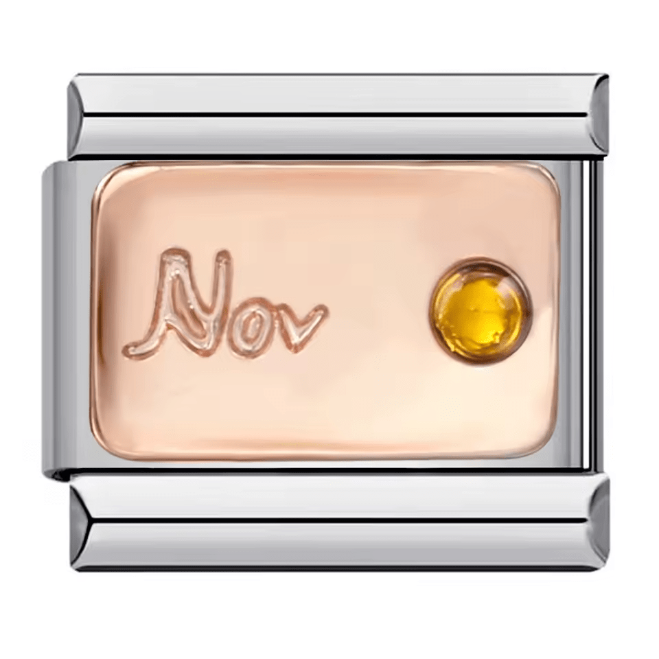 November birthstone Italian charm 9mm with yellow stone