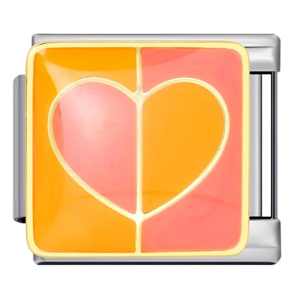 Orange heart Italian charm 9mm love heart Italian charm link
