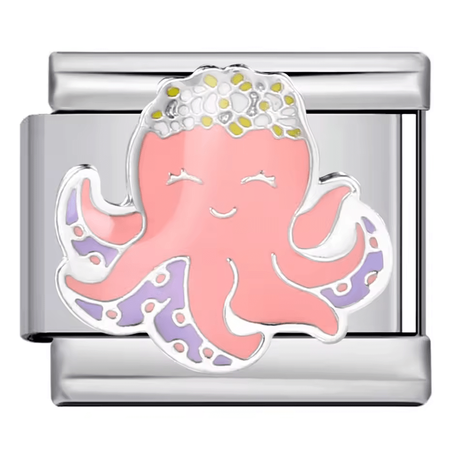 Pink octopus Italian charm 9mm pastel ocean animal charm