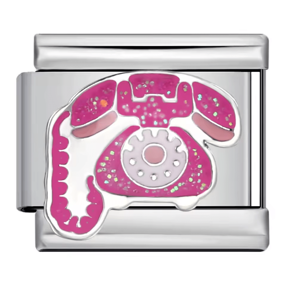 Pink phone Italian charm 9mm