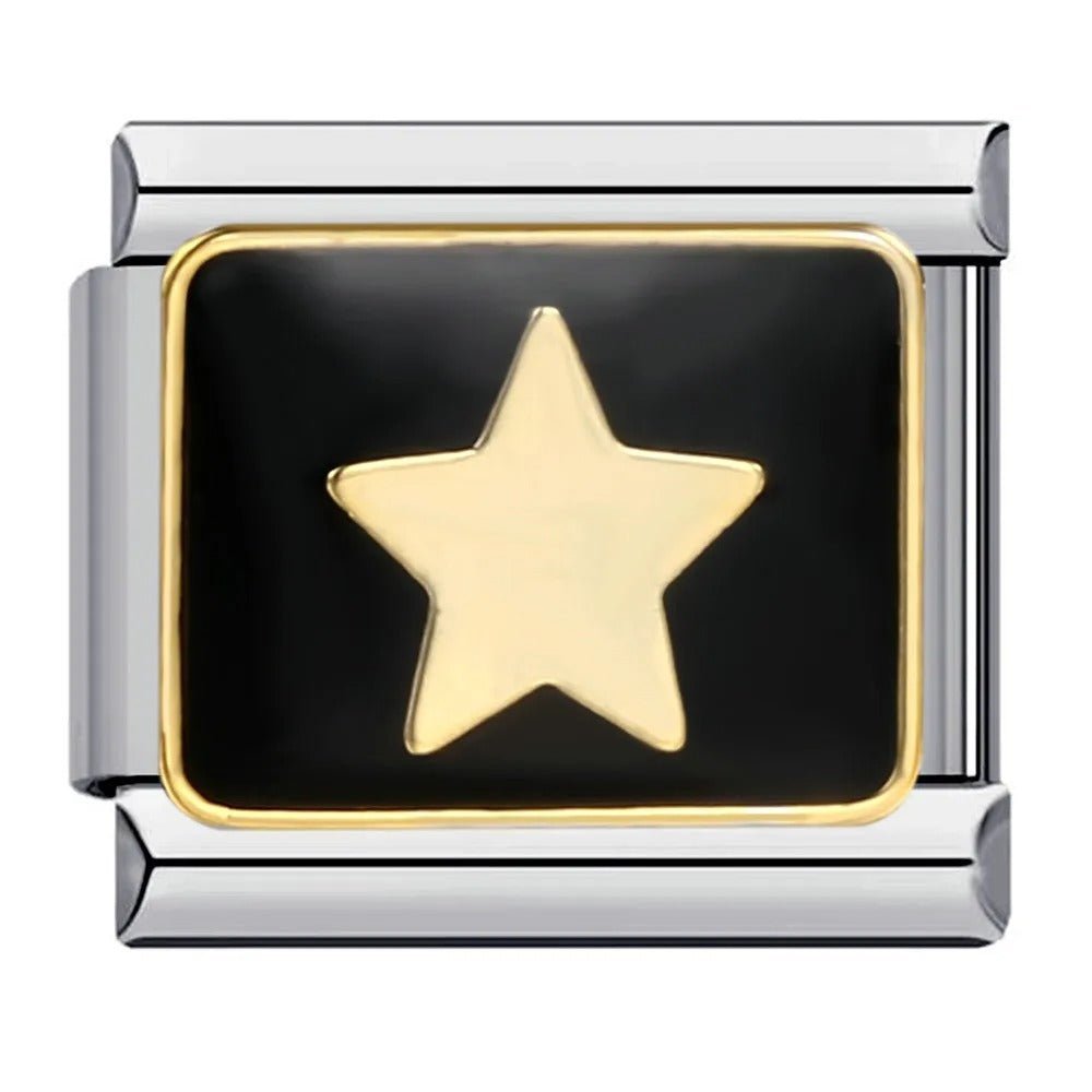 Polished silver star charm compatible with Italian charm bracelets
