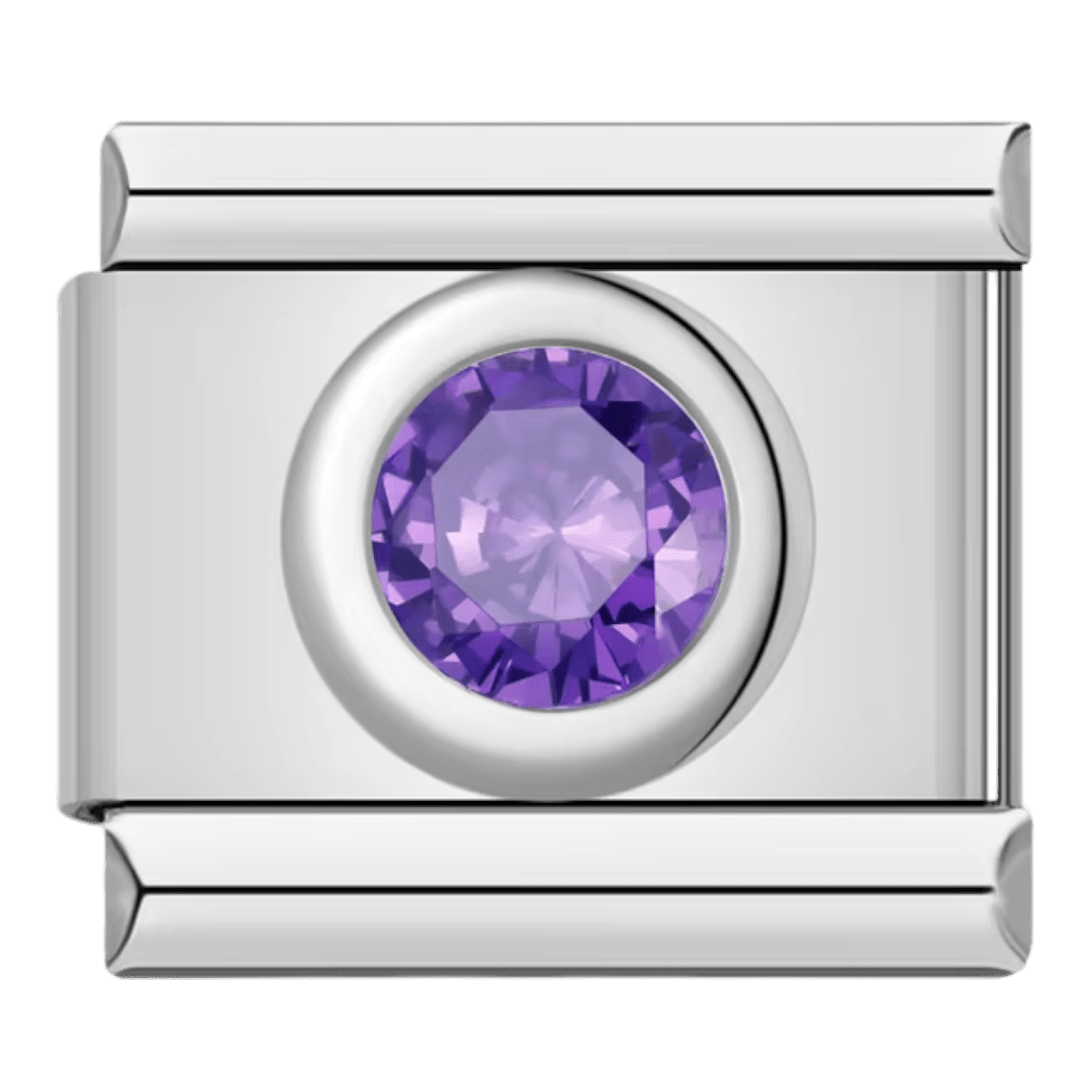 Purple gemstone Italian charm – 9mm modular bracelet link by Charmette
