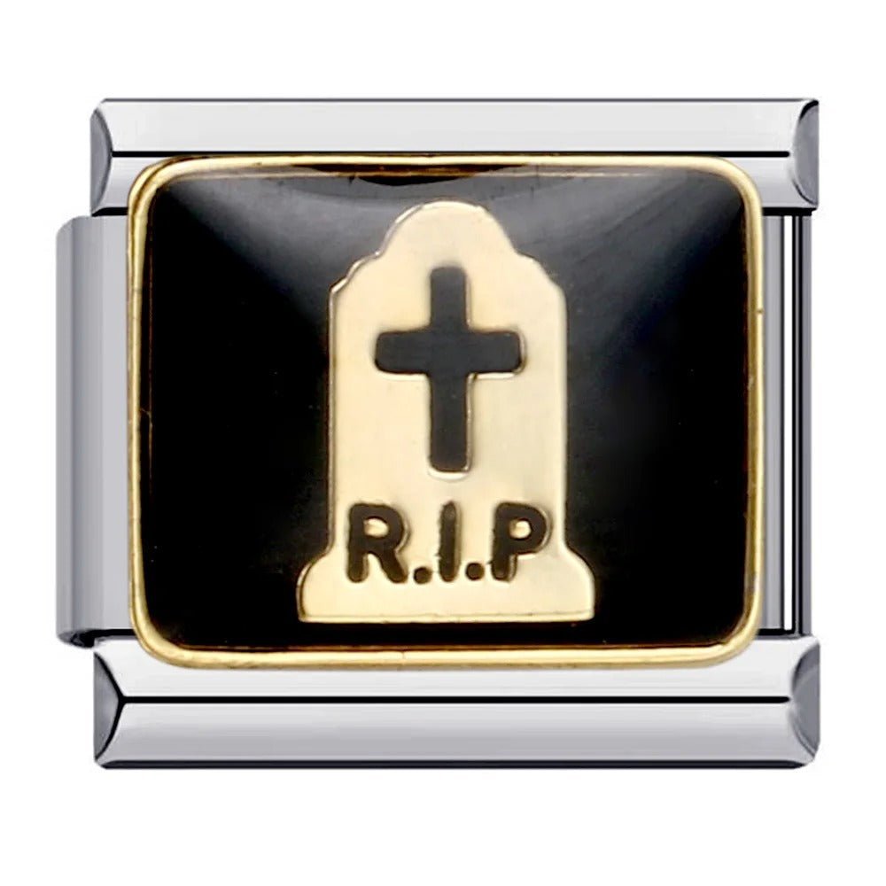 RIP tombstone Italian charm 9mm bracelet link