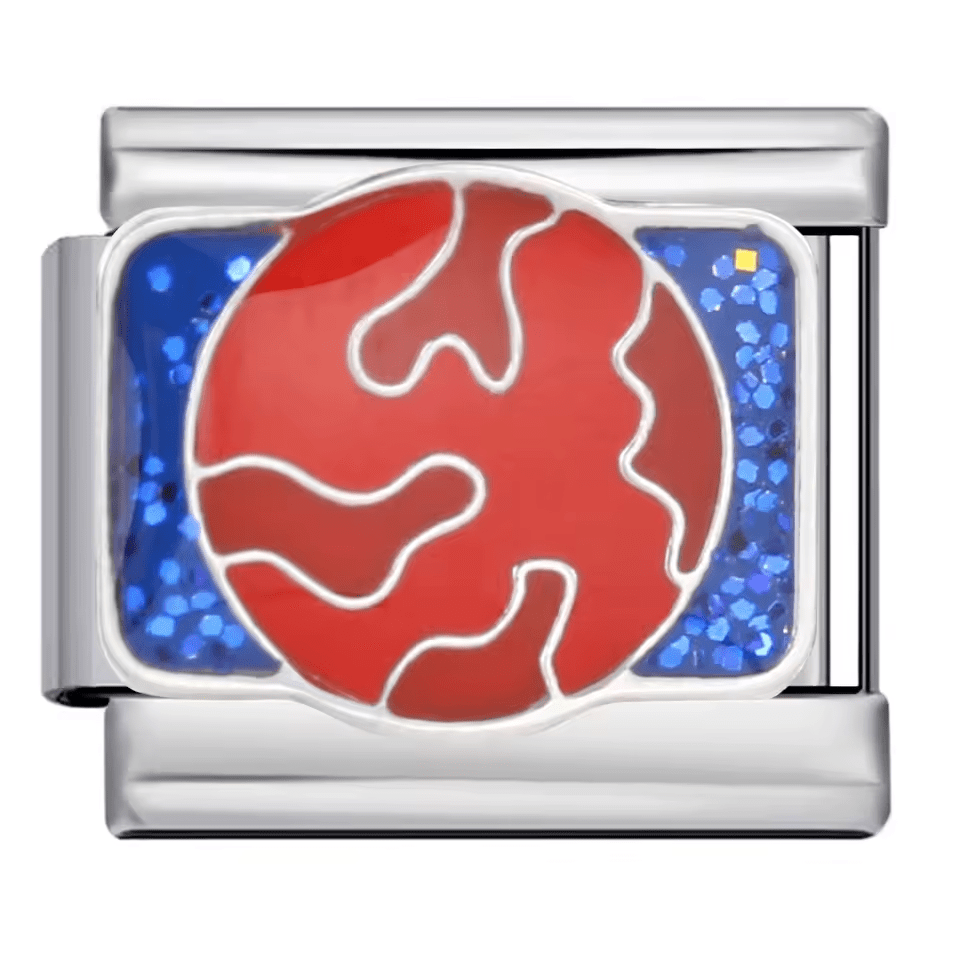 Red planet space Italian charm 9mm stainless steel link
