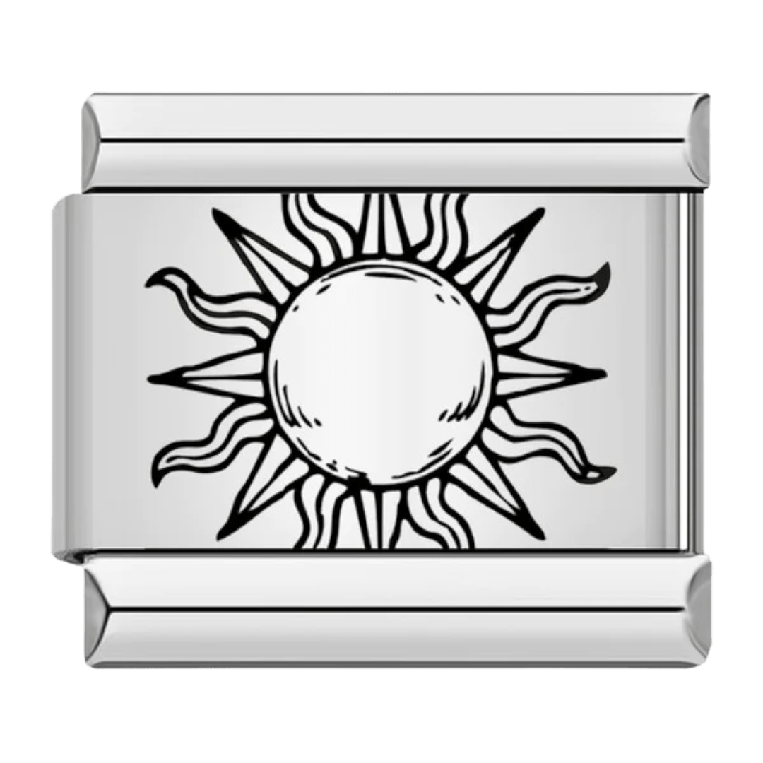 Silver sunburst with radiating rays celestial design 9mm Italian charm