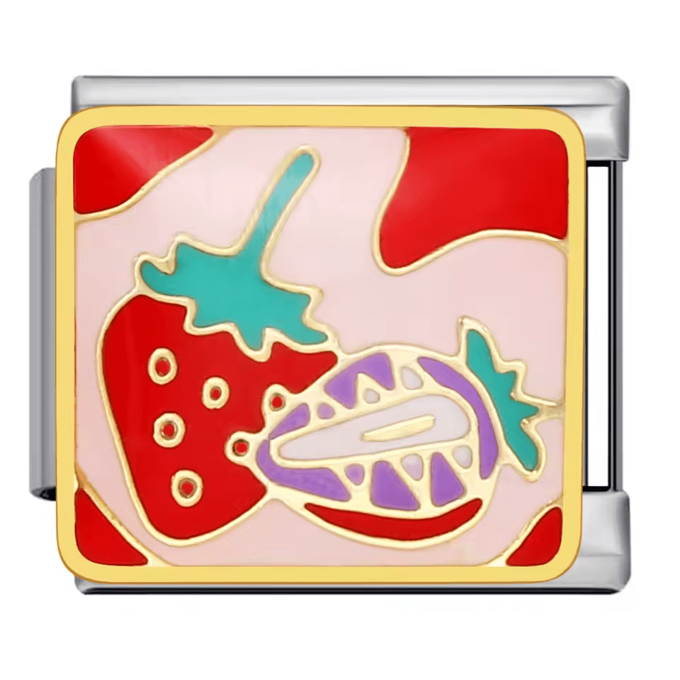 Strawberry fruit Italian charm 9mm food design