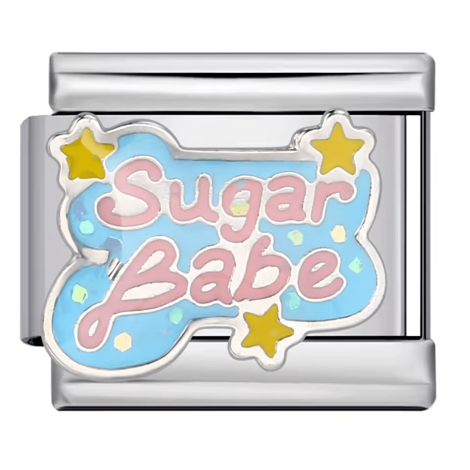 Sugar babe message Italian charm 9mm text design