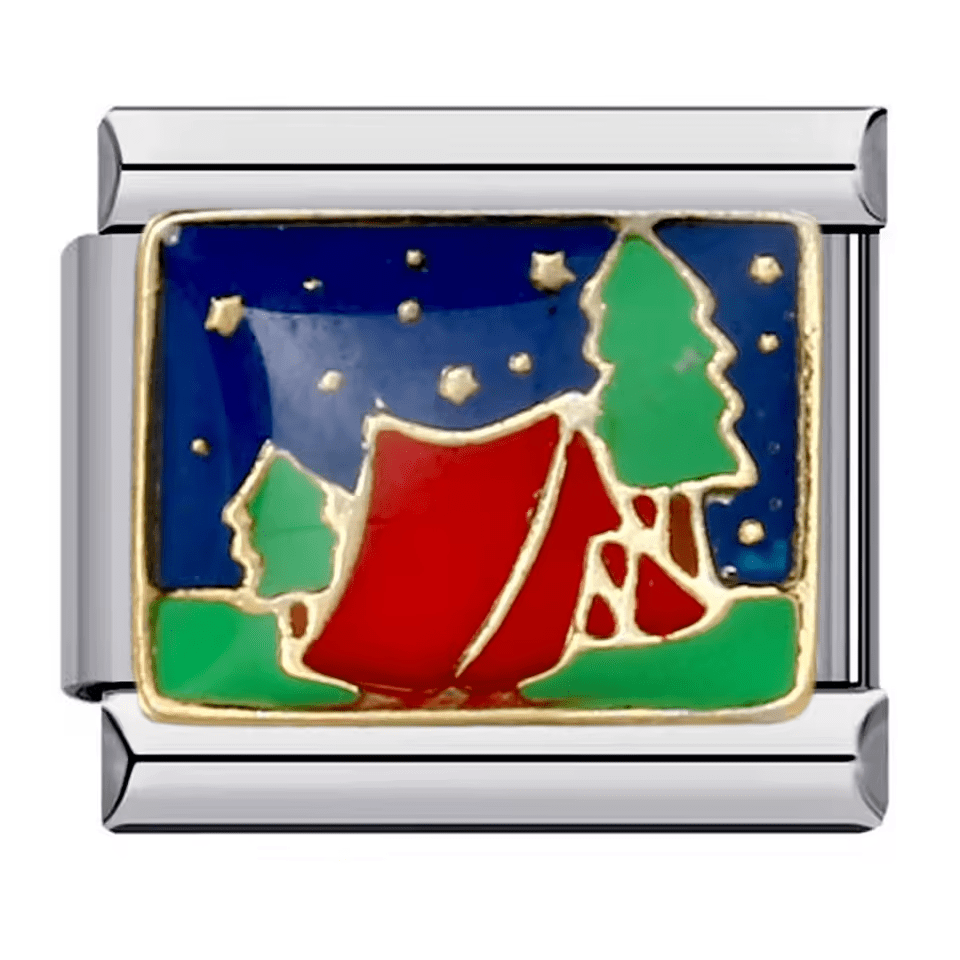Tent under the stars Italian charm 9mm camping night sky enamel charm