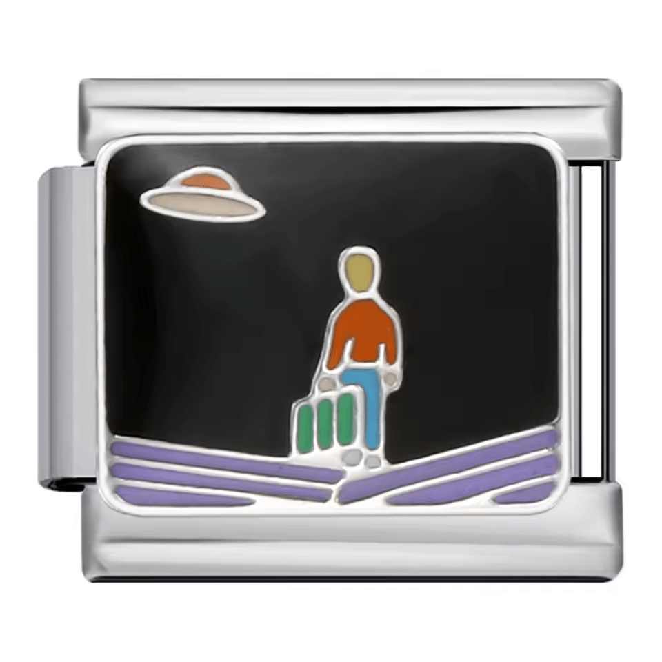 UFO sighting Italian charm 9mm black background