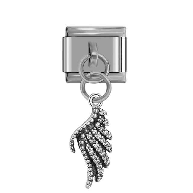 angel wing dangle Italian charm 9mm bracelet link