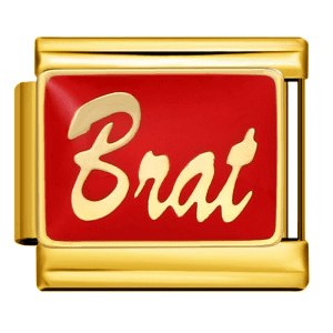 brat Italian charm 9mm red enamel bracelet charm Gold