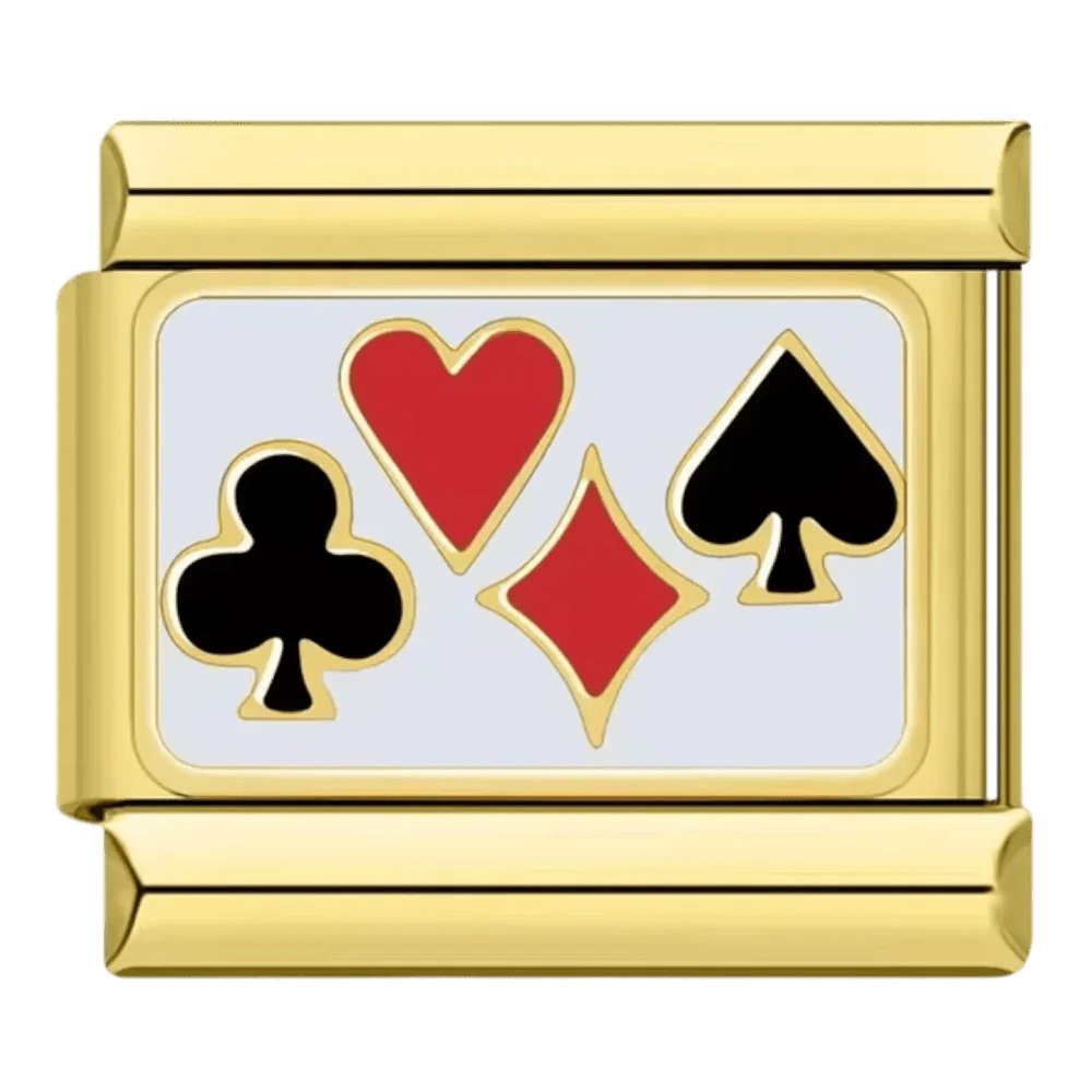 card suits Italian charm 9mm bracelet link Gold