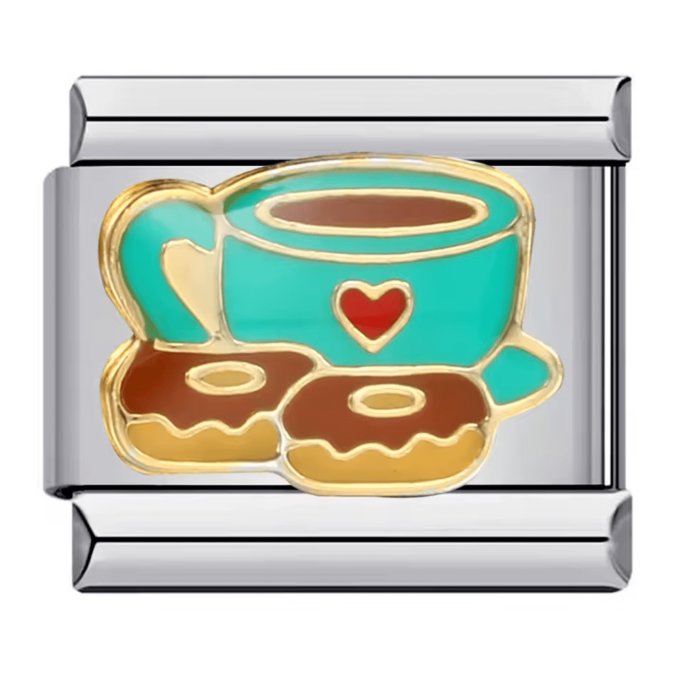 coffee and donuts Italian charm 9mm bracelet link