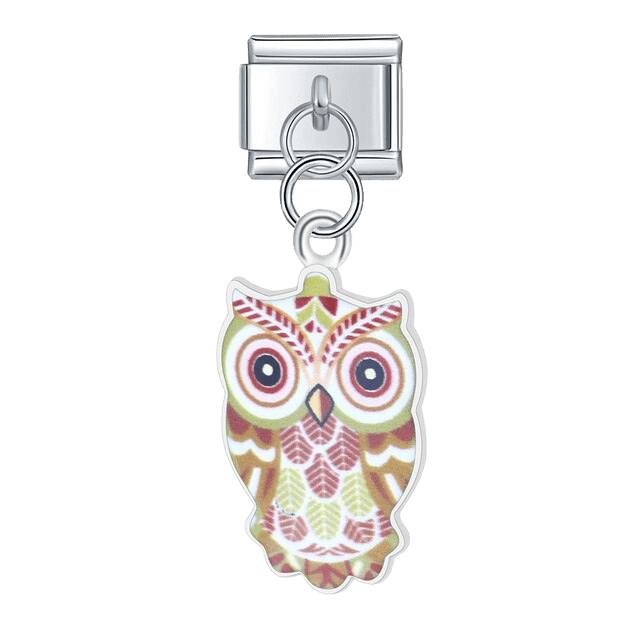 colorful owl dangle Italian charm 9mm bracelet link