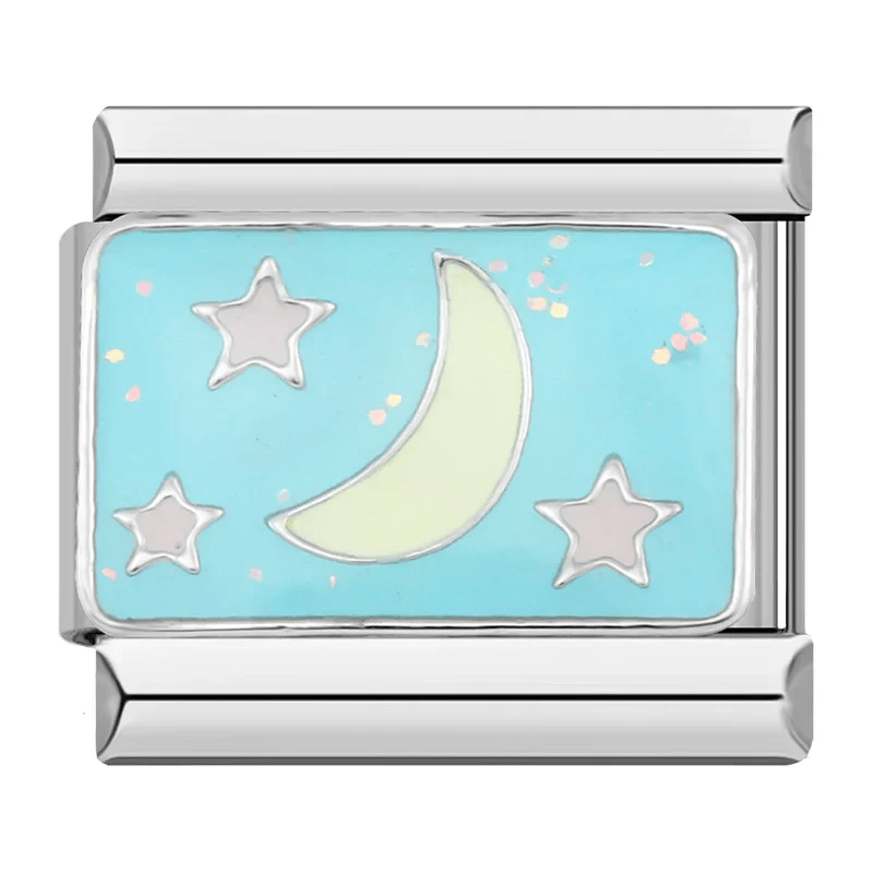 crescent moon and stars Italian charm 9mm celestial bracelet charm
