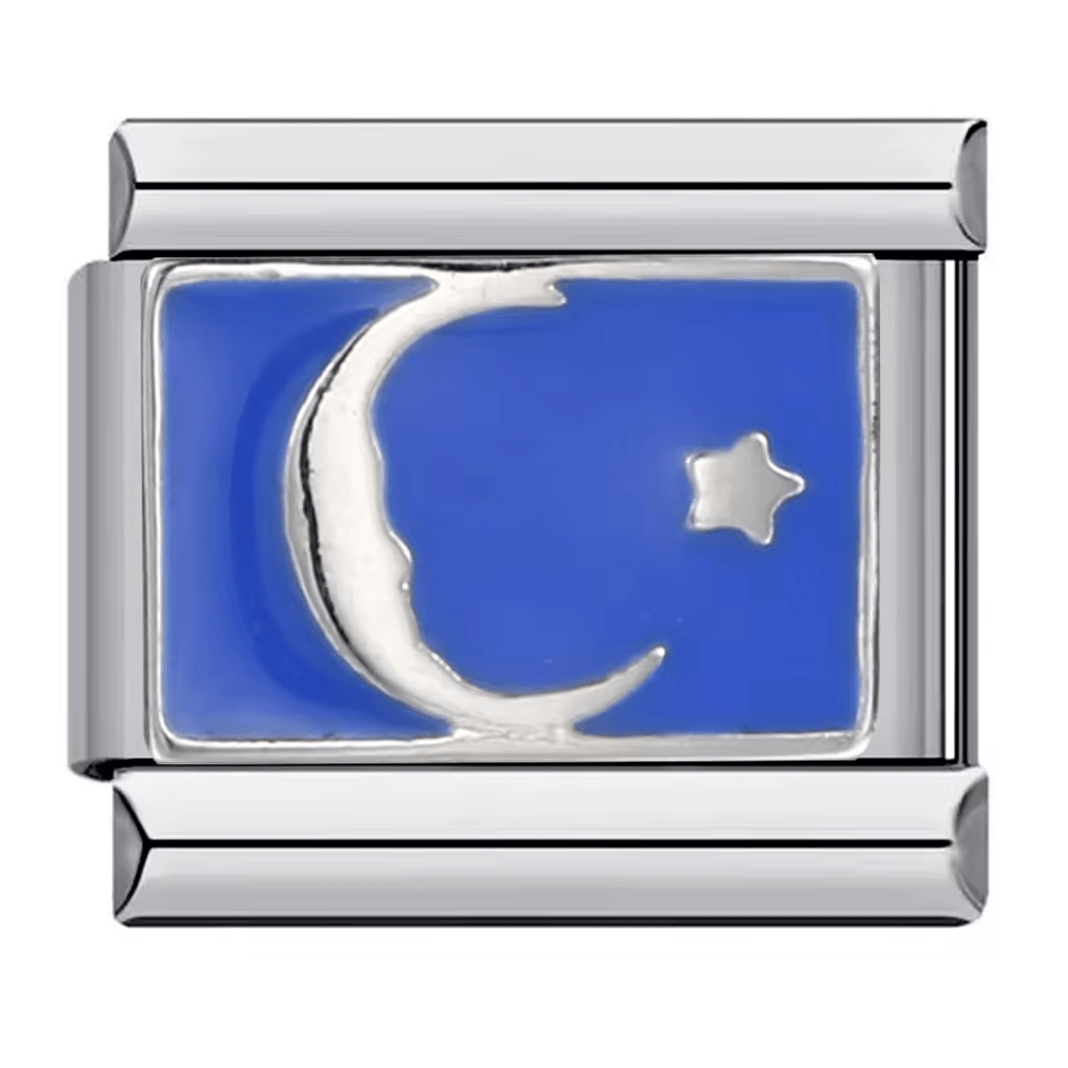 crescent moon star Italian charm 9mm bracelet charm