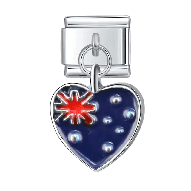 Dangling Heart Flag (Australia) - ā Italian Charm Bracelet by Charmette