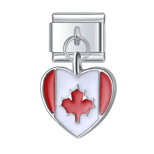 Dangling Heart Flag (Canada) - โ Italian Charm Bracelet by Charmette