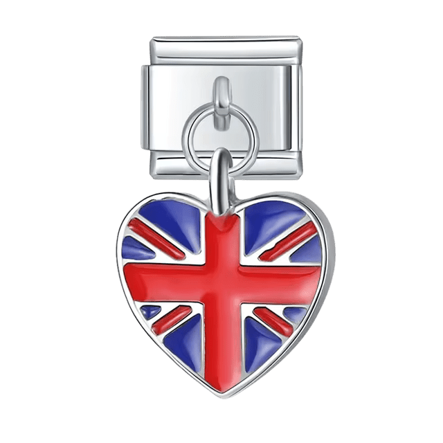 Dangling Heart Flag (United Kingdom) - โ Italian Charm Bracelet by Charmette