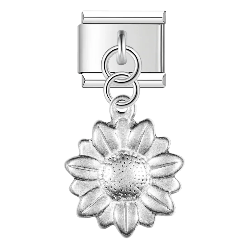 dangling sunflower 9mm italian charm on bracelet