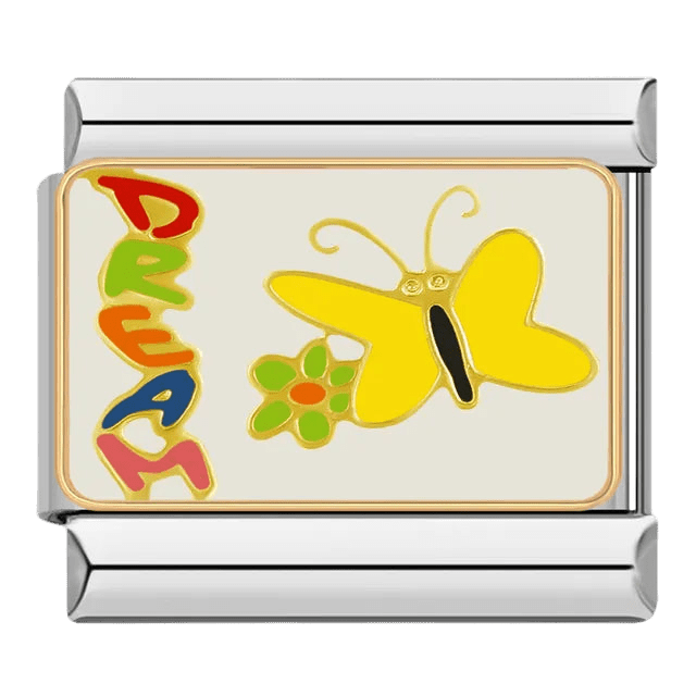dream butterfly flower Italian charm 9mm bracelet link