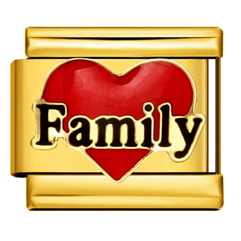 family heart Italian charm 9mm bracelet link