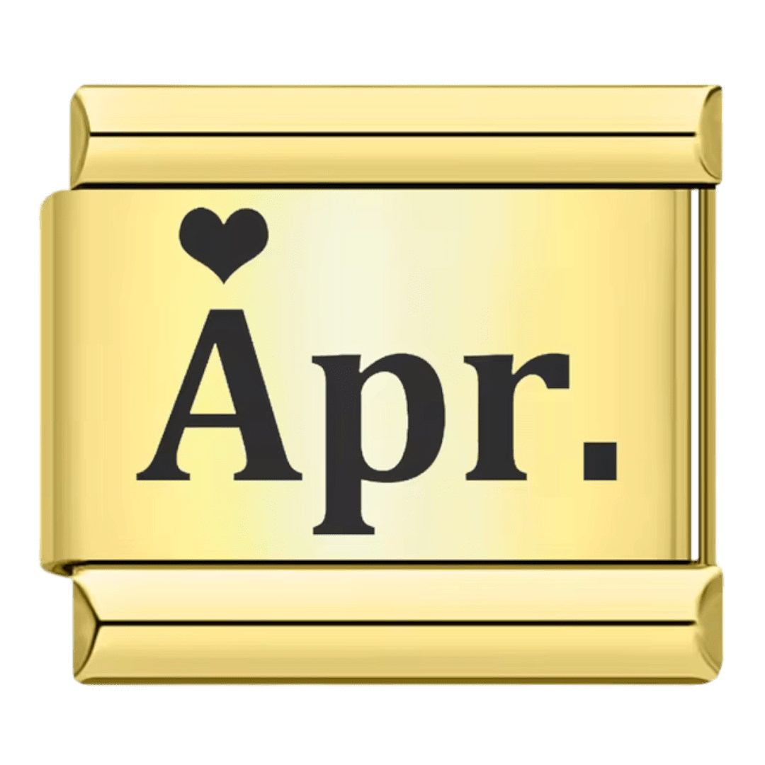 gold April month Apr Italian charm 9mm for Italian charm bracelet